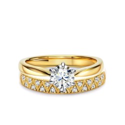 Obrączka ślubna z żółtego złota z diamentami laboratoryjnymi, 3,1 mm - 0,10 ct (O-R79254 Y LGD): 10 - zdjęcie: 4