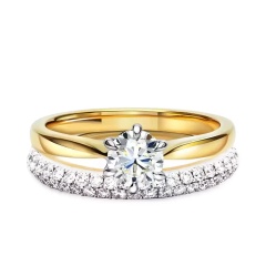 Obrączka ślubna damska, dwukolorowe złoto, diamenty laboratoryjne, 2,7 mm - 0,40 ct (O-R36080 YW LGD)