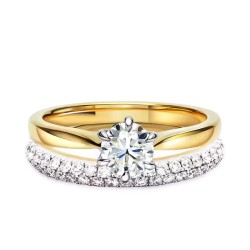 Obrączka ślubna damska, dwukolorowe złoto, diamenty laboratoryjne, 2,7 mm - 0,40 ct (O-R36080 YW LGD): 10 - zdjęcie: 3