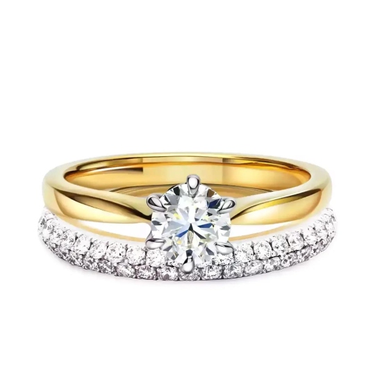 Obrączka ślubna damska, dwukolorowe złoto, diamenty laboratoryjne, 2,7 mm - 0,40 ct (O-R36080 YW LGD): 10