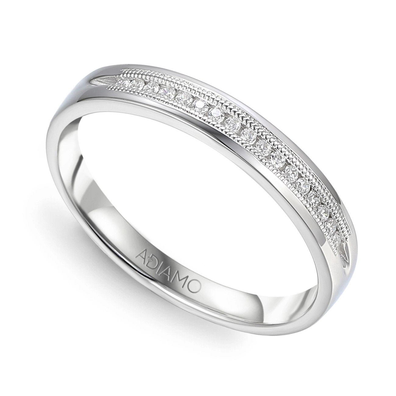 Obrączka ślubna z białego złota z diamentami laboratoryjnymi, 3 mm  (O-R46063 W LGD): 10