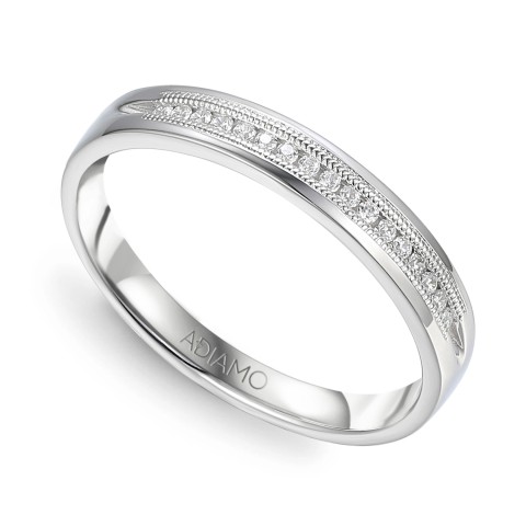 Obrączka ślubna z białego złota z diamentami laboratoryjnymi, 3 mm  (O-R46063 W LGD)